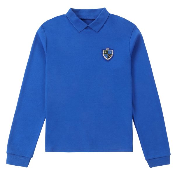 Royal Blue Collared Emblem Top on Sale
