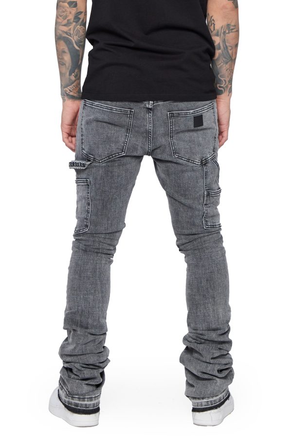 MR. EXTENDO  LT. GREY WASHED STACKED FLARE JEAN Online Hot Sale - Image 3