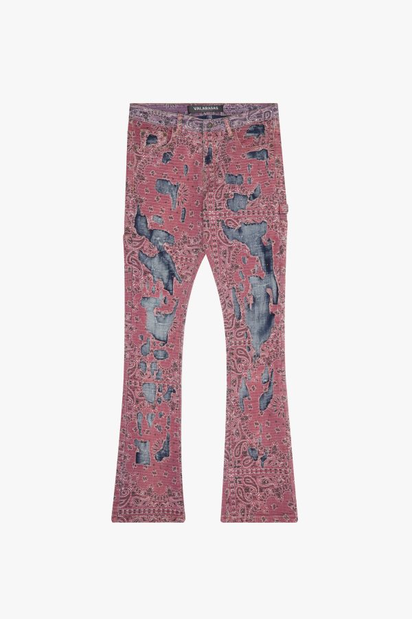 BANDIT  FUCHSIA AZURE STACKED FLARE JEAN Discount