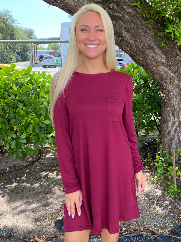 Burgundy Swing Dress Sale