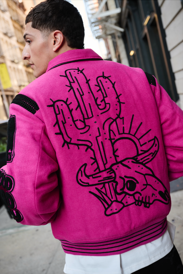 WILD BUNCH  FUCHSIA VARSITY JACKET Hot on Sale - Image 2