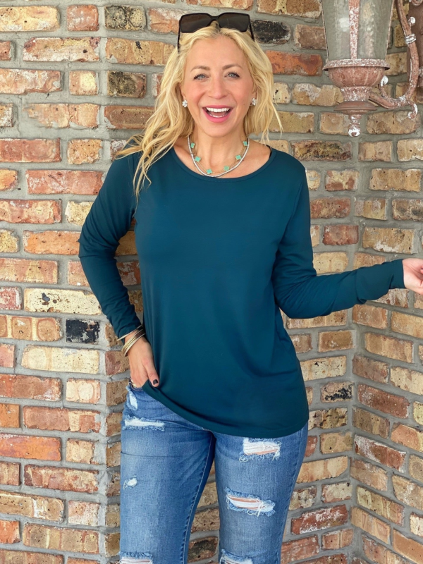 Teal Swoop Top Hot on Sale