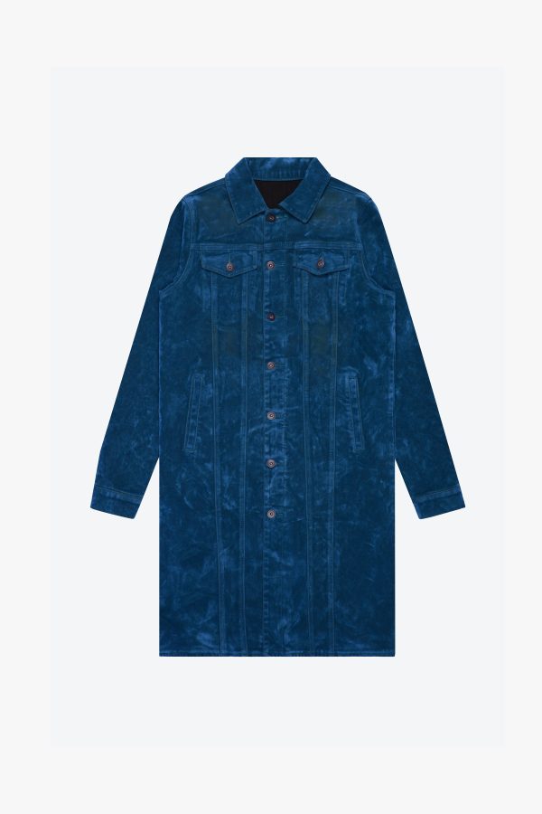 NOCTURNE  INDIGO SUEDE TRENCH COAT on Sale