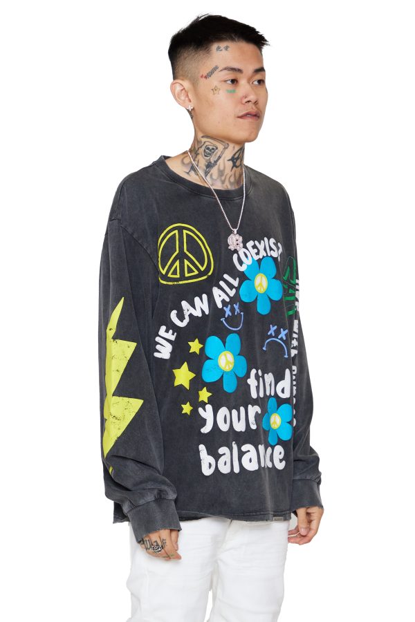 EXISTENCE  VINTAGE BLACK LONG SLEEVE TEE Fashion - Image 5