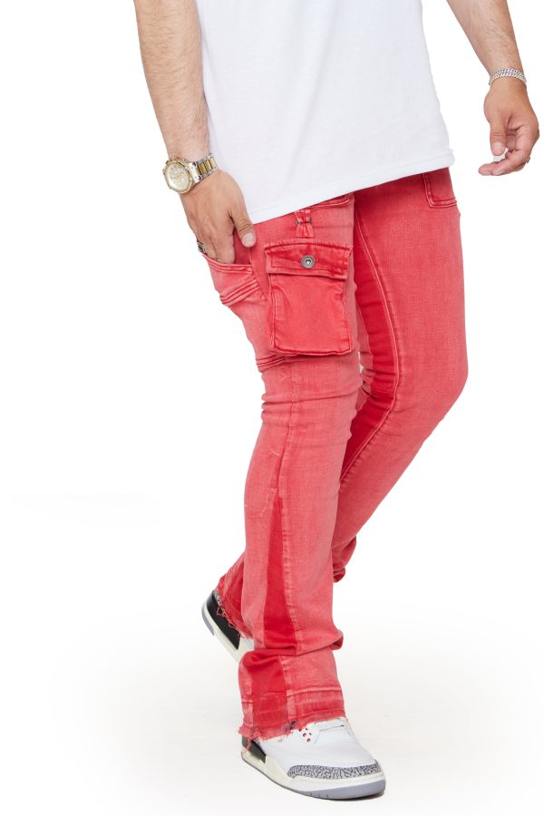 “SMOOTH” PINK RED STACKED FLARE JEAN For Cheap - Image 3