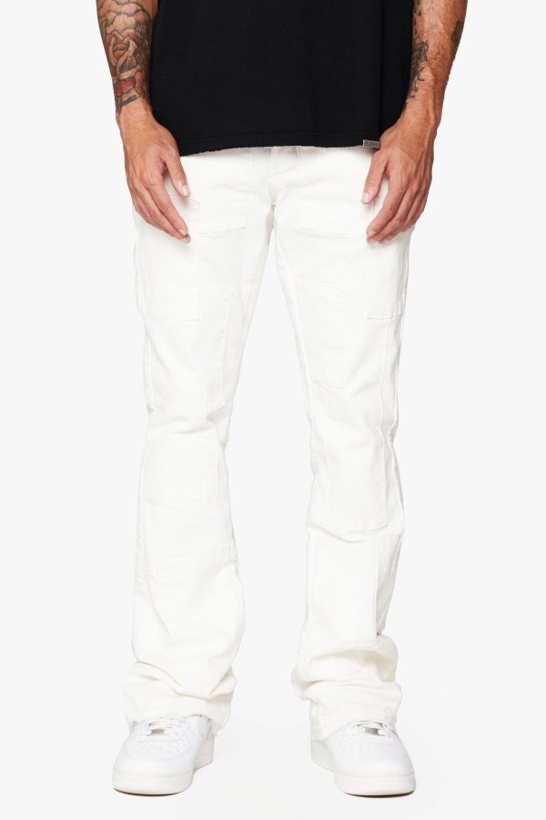 BRICKS” WHITE STACKED DENIM FLARE JEAN For Discount