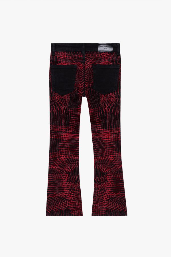 MR. EMBROIDERY  CRIMSON NOIR STACKED FLARE JEAN on Sale - Image 3