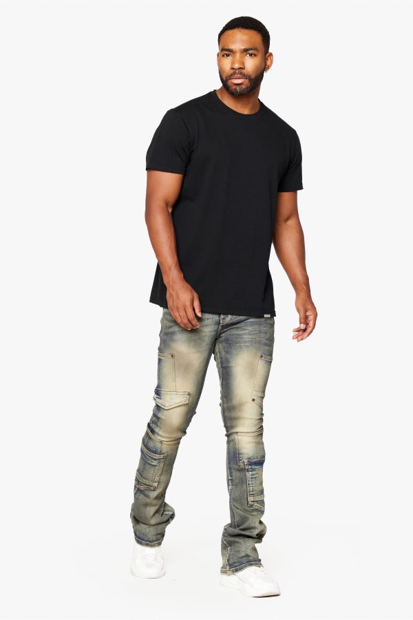 POCROS  LT VINTAGE WASH STACKED FLARE JEAN Cheap - Image 3