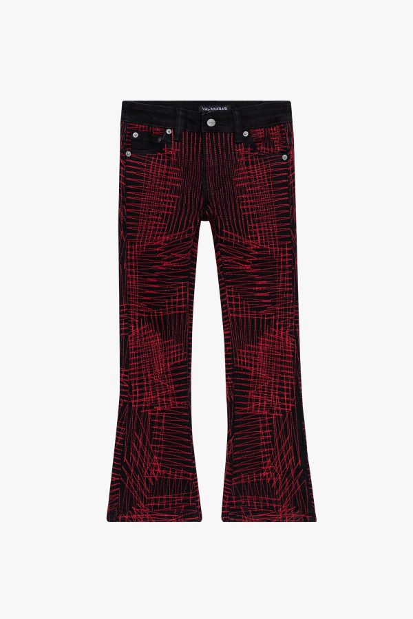 MR. EMBROIDERY  CRIMSON NOIR STACKED FLARE JEAN on Sale