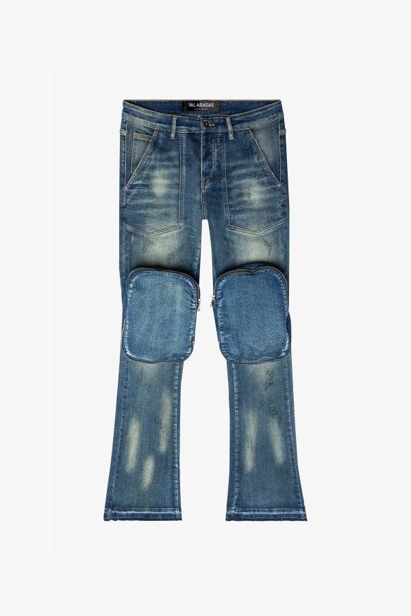 “LEOPOLD” DK. VINTAGE WASHED STACKED FLARE JEAN Online now - Image 2