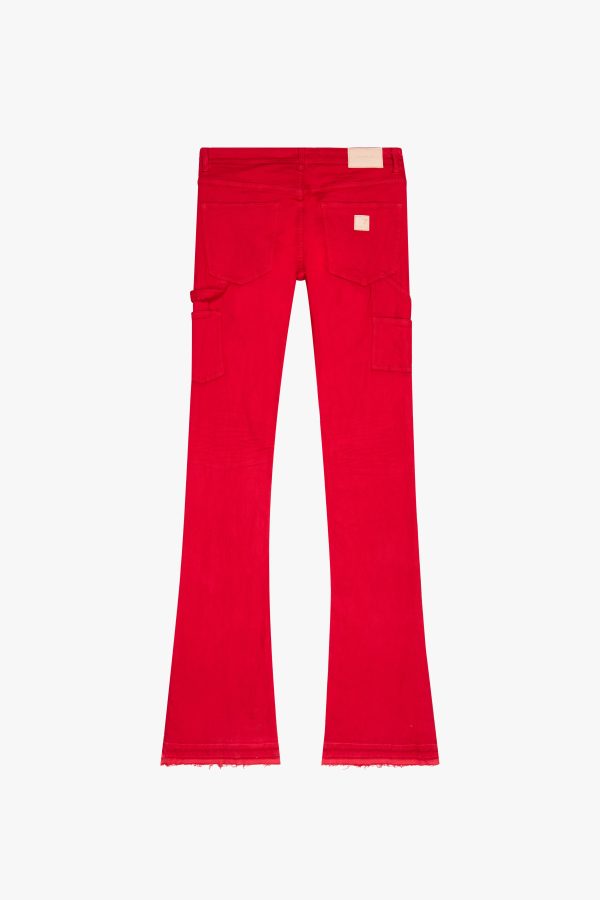 MR. EXTENDO  RED STACKED FLARE JEAN For Sale - Image 3