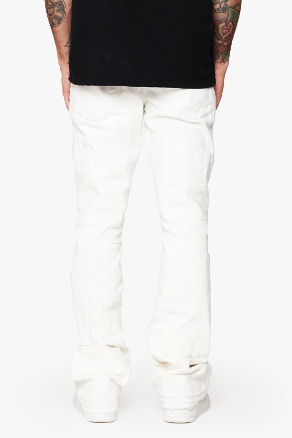 BRICKS” WHITE STACKED DENIM FLARE JEAN For Discount - Image 2