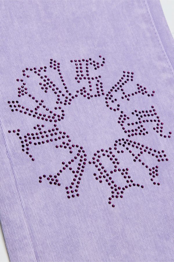 RINGER” PLUM PURPLE STACKED FLARE JEAN For Sale - Image 2
