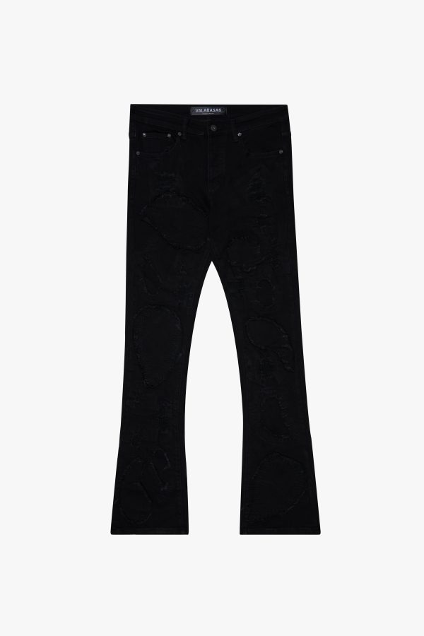 TEAM 187  BLACK STACKED JEAN For Sale