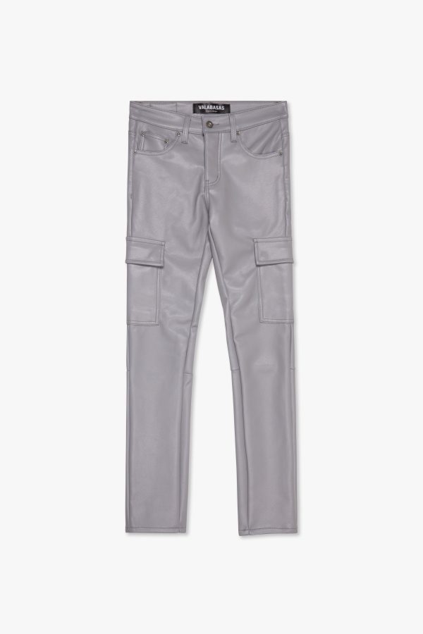 CITING  GREY SKINNY VEGAN LEATHER JEAN Online