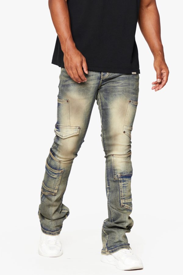 POCROS  LT VINTAGE WASH STACKED FLARE JEAN Cheap