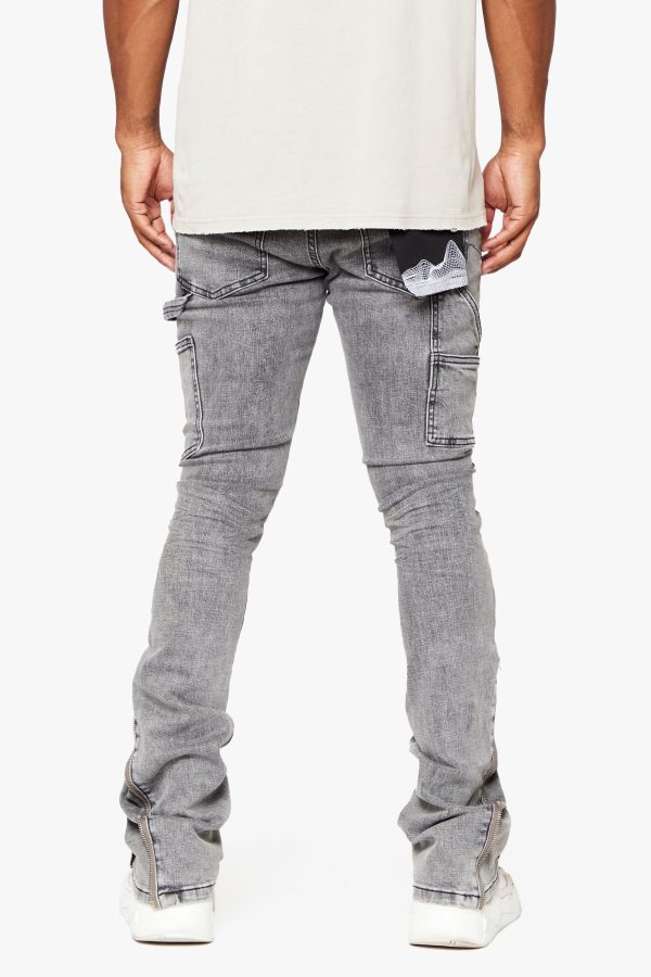 STREAMLINE  GREY WASHED STACKED FLARE JEAN Hot on Sale - Image 2