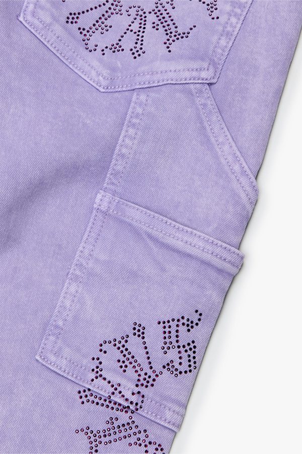 RINGER” PLUM PURPLE STACKED FLARE JEAN For Sale - Image 4
