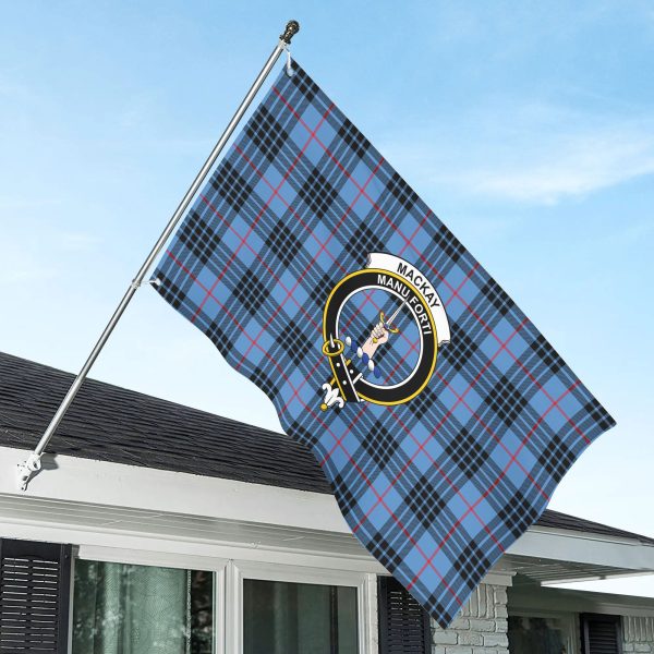 MacKay Blue Tartan Crest House Flag For Discount