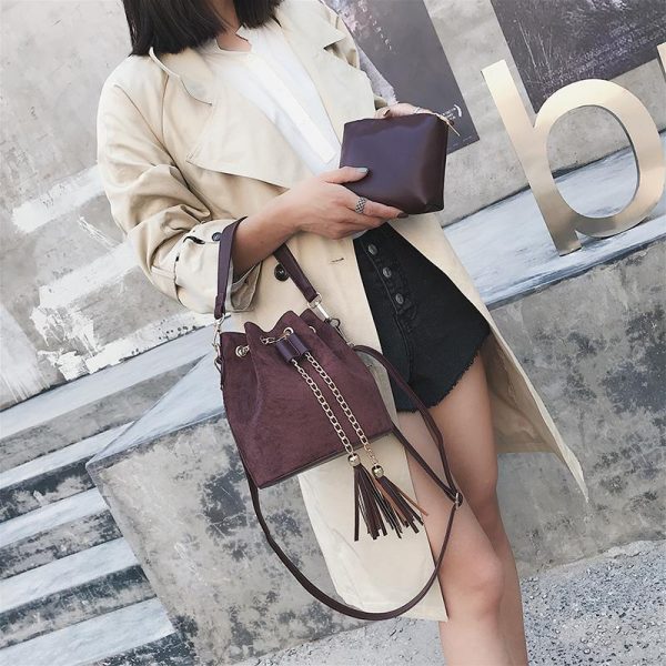 Leather Mini Crossbody Handbags Selena Bucket Bag For Women Hot on Sale - Image 3