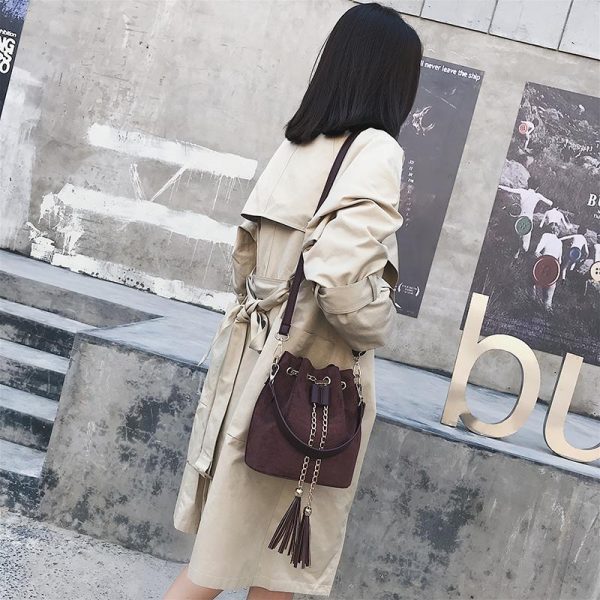 Leather Mini Crossbody Handbags Selena Bucket Bag For Women Hot on Sale - Image 2
